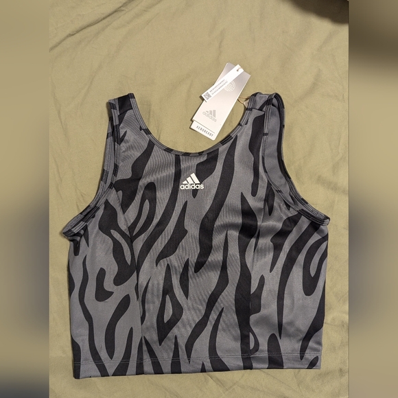 ADIDAS AEROREADY DESIGNED TO MOVE TIGER-PRINT CROP TOP - SMALL - Picture 2 of 3